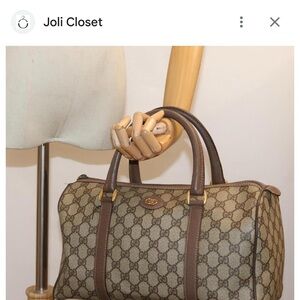 Vintage Gucci Beige and Brown Monogram Satchel